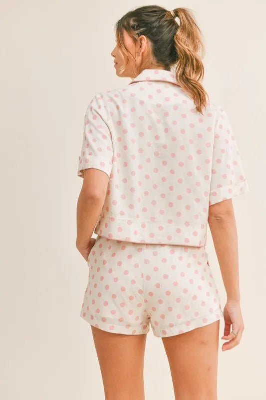 MABLE Polka Dot Collar Crop Top and Short Lounge Set - Bela Fils BoutiqueBela Fils Boutique